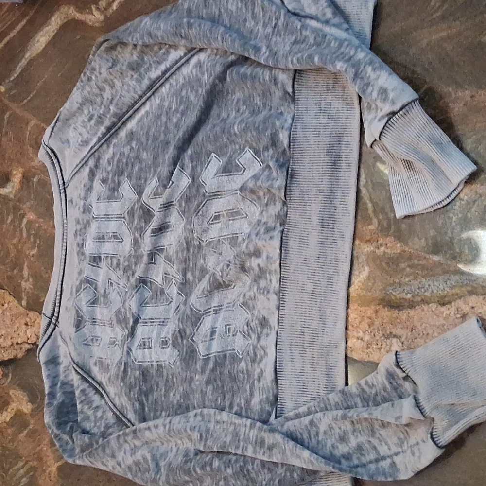 Recycled Karma Gray AC/DC Textured Sweatshirt - Picture 3 of 4